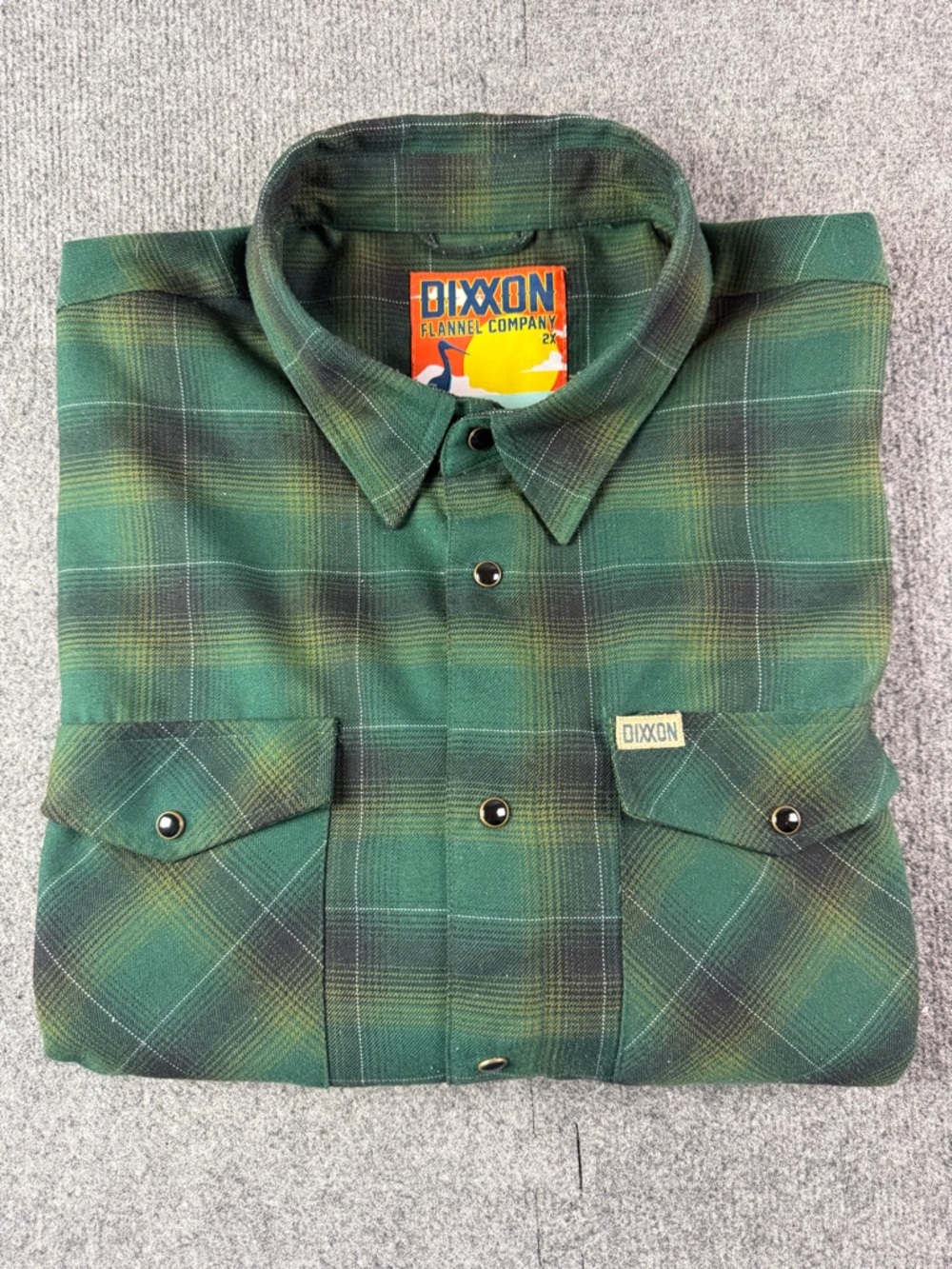 Dixxon Flannel Company Torrey Mens Flannel Button Down Shirt Size 2X Green